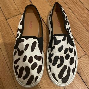 J. Crew Black and White Calf Hair Slip Ons